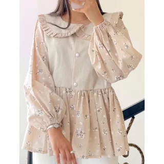 شومیز گلدار کرم 🧋