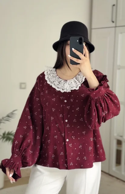 شومیز مخمل گیلاس